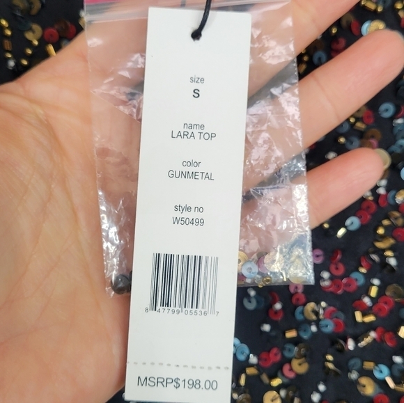 Walter Baker Fully Sequins Lara Top‎ Small Colorful Night Sheer Tank Gunmetal - Picture 9 of 16